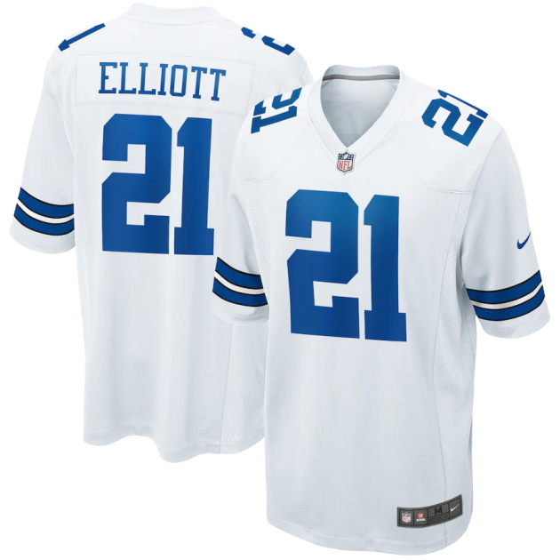 mens nike ezekiel elliott white dallas cowboys game jersey